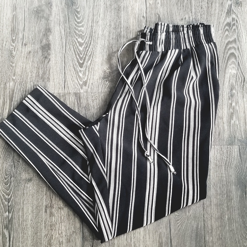 Striped straight leg palazzo pants